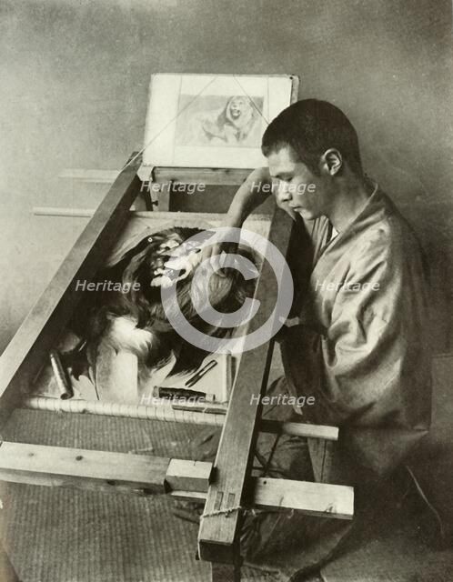 'The Embroiderer', 1910. Creator: Herbert Ponting.