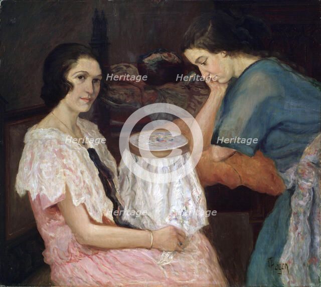 'The Embroideress', 19th or 20th century   Artist: Paul Hagen