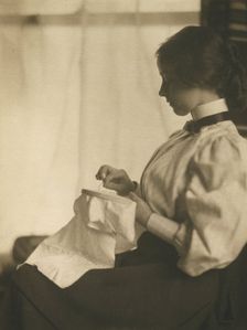 The embroidery frame, c1900. Creator: Mathilde Weil