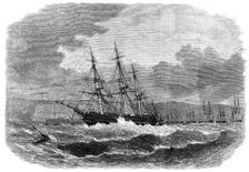 The emigrant ship Amoor driving up the Catwater, Plymouth, in the late gale, 1865. Creator: Smyth