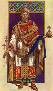 The Emperor Charlemagne in Full State Dress (A.D. 800) 1924. Creator: Herbert Norris