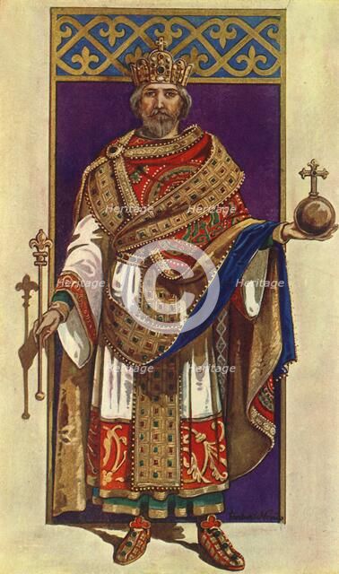 'The Emperor Charlemagne in Full State Dress (A.D. 800)', 1924. Creator: Herbert Norris.
