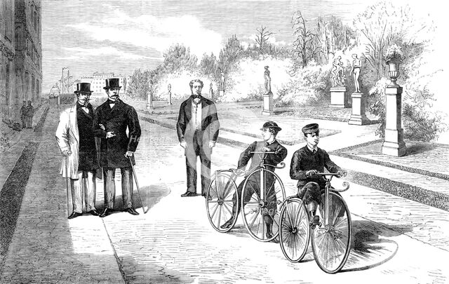 The Emperor and the Prince Imperial in the Reserved Garden of the Tuileries, 1869. Creator: Unknown.