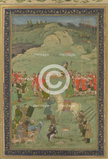 The Emperor Aurangzeb Carried on a Palanquin, ca. 1705-20. Creator: Bhavanidas.