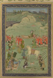 The Emperor Aurangzeb Carried on a Palanquin, ca. 1705-20. Creator: Bhavanidas