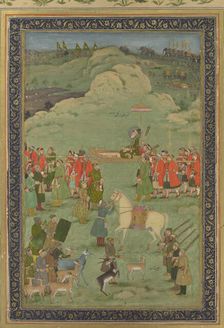 The Emperor Aurangzeb Carried on a Palanquin, ca. 1705-20. Creator: Bhavanidas
