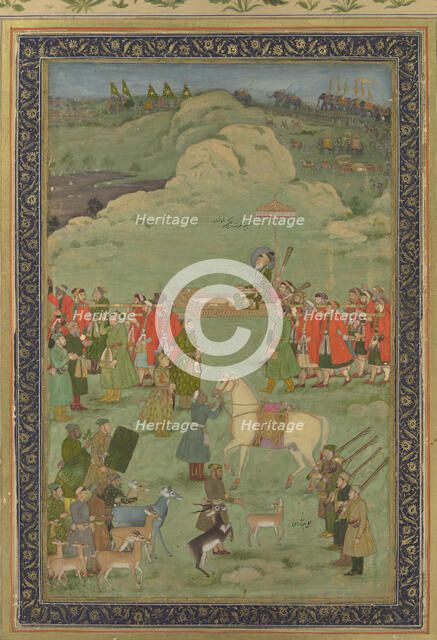 The Emperor Aurangzeb Carried on a Palanquin, ca. 1705-20. Creator: Bhavanidas.