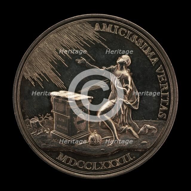 The Emperor Enlightened, at an Altar with the Tablets of the Law Overlaid by the Scroll of the Gospe Creator: Johann Georg Holtzhey.