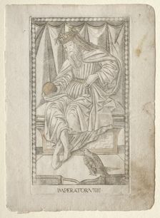 The Emperor (from the Tarocchi, series E: Conditions of Man, #9), before 1467. Creator: Master of the E-Series Tarocchi (Italian, 15th century)