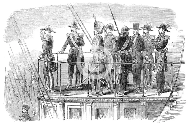 The Emperor on board the screw steam-yacht "La Reine Hortense", leaving the harbour, 1854. Creator: Unknown.