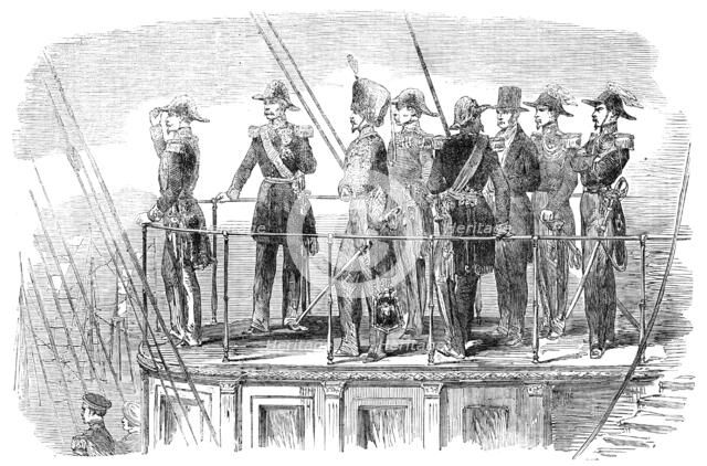 The Emperor on board the screw steam-yacht "La Reine Hortense", leaving the harbour, 1854. Creator: Unknown.