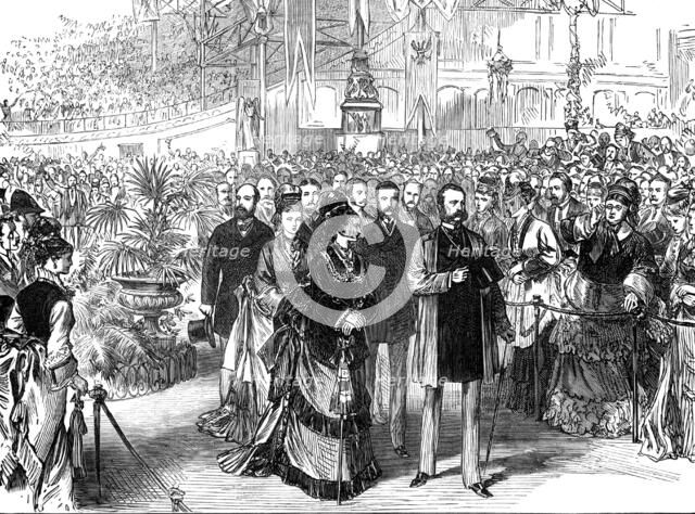 The Emperor of Russia at the Crystal Palace: the royal party passing up the Nave, 1874. Creator: Unknown.