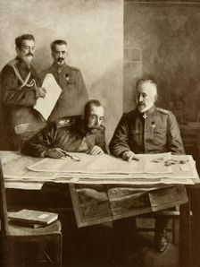 The Emperor of Russia with the Grand Duke Nicholas at the Front 1916. Creator: Unknown