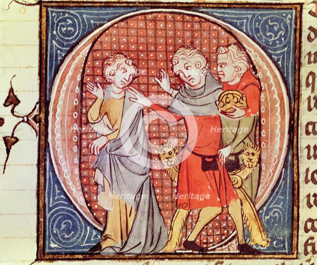 The Emperor Otto IV (1209-1218) was deposed by Pope Innocent III (1198 - 1216). Miniature in 'His…