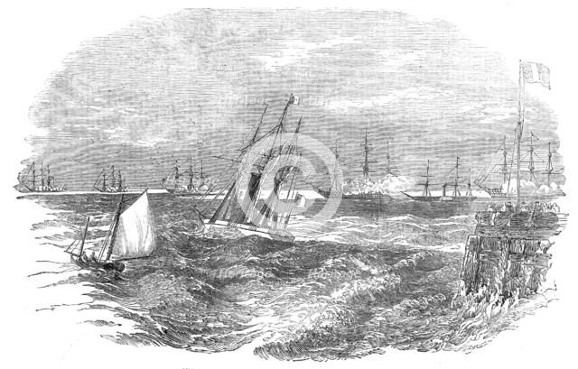 The Emperor leaving Calais Harbour, to visit the English Squadron, 1854. Creator: Unknown.