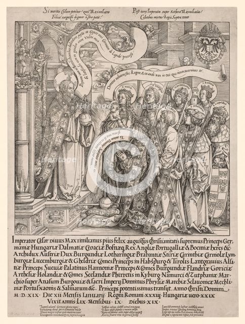 The Emperor Maximilian Presented by His Patron Saints to the Almighty, 1519. Creator: Hans Springinklee (German, 1540).