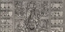 The Emperor Seated on His Throne, Seated Between Joanna of Castile and Mary of Burgundy, A..., 1515. Creator: Hans Springinklee