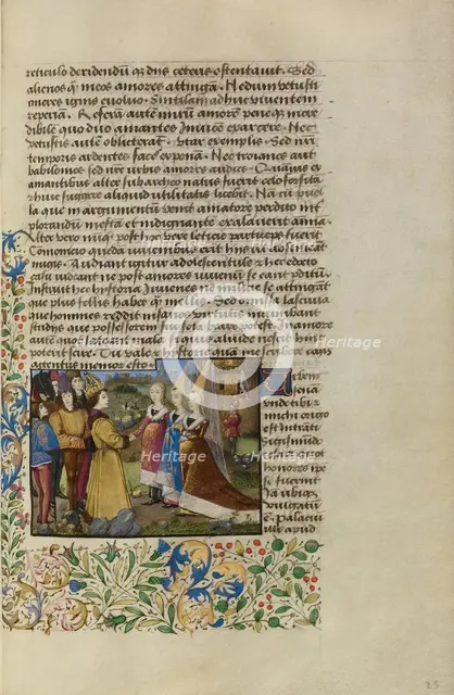 The Emperor Sigismund Arriving in Siena; Historia de duobus amantibus, about 1460-1470. Creator: Unknown.