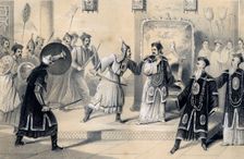 The Emperor Weit-Soong and his court, taken prisoners by the Tartars 1847. Artist: JW Giles