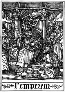The Emperor visited by Death 1538. Artist: Hans Holbein the Younger