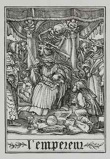 The Emperor visited by Death from "The Dance of Death", 1538, (1877). Creator: Unknown