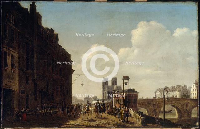 The emperor visiting the hall of wines and brandy. (Paris wine hall), 1811. Creator: Etienne Bouhot.