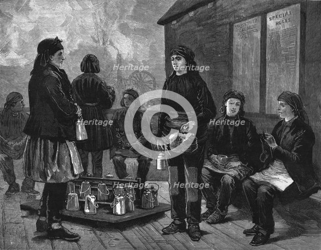 'The employment of women at pit mouths - breakfast time', 1886. Creator: Unknown.