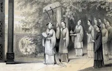 The empress and her attendants proceeding to the temple from the mulberry grove 1847.Artist: JW Giles