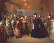 The Empress Elisabeth of Austria visits a soup kitchen in the Schönlaterngasse, 1875