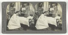 The Empty Crib. "We're nearer to the other shore since the baby died", 1899. Creator: Keystone View Company