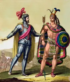 The encounter between Hernando Cortes and Montezuma II, Mexico, 1519 (c1820-1839). Creator: Gallo Gallina