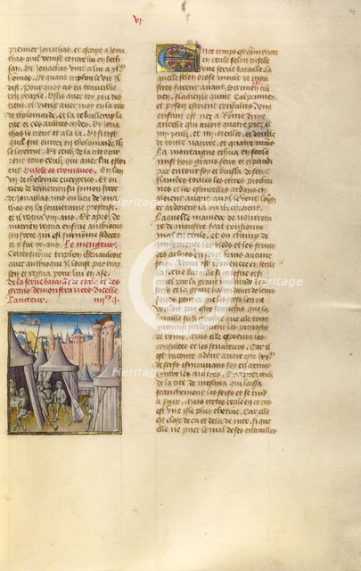 The Encampment before the Town of Messina; Miroir Historial, about 1475. Creator: Unknown.