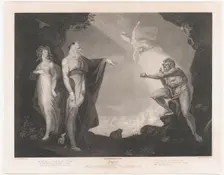 The Enchanted Island Before the Cell of Prospero - Prospero..., first published 1797; reissued 1852. Creator: Peter Simon
