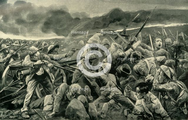 'The Engagement at Vlakfontein: The Derbyshires Re-Taking their Guns', 1902. Creator: Unknown.
