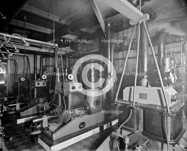The engine room at Hotel Victoria, Northumberland Avenue, London, 1897. Artist: Bedford Lemere and Company