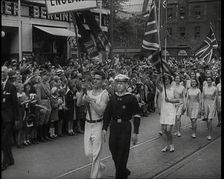 The English Contingent in the Parade of the World Congress for Leisure Time and Recreation..., 1938. Creator: British Pathe Ltd