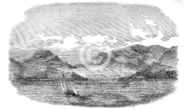 The English and French Camps in the Piraeus - Sketched from the Gulf of Egina, 1854. Creator: Unknown.