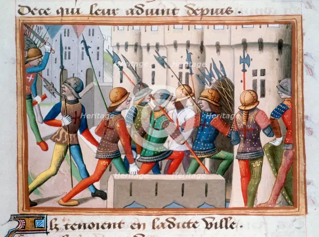 The English being chased out of Paris, April 1436, (1484). Artist: Unknown