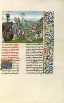 The English Besieging La Rochelle; Chroniques (Book Three), about 1480-1483. Creator: Master of the Getty Froissart