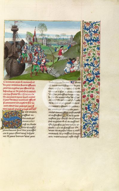 The English Besieging La Rochelle; Chroniques (Book Three), about 1480-1483. Creator: Master of the Getty Froissart.