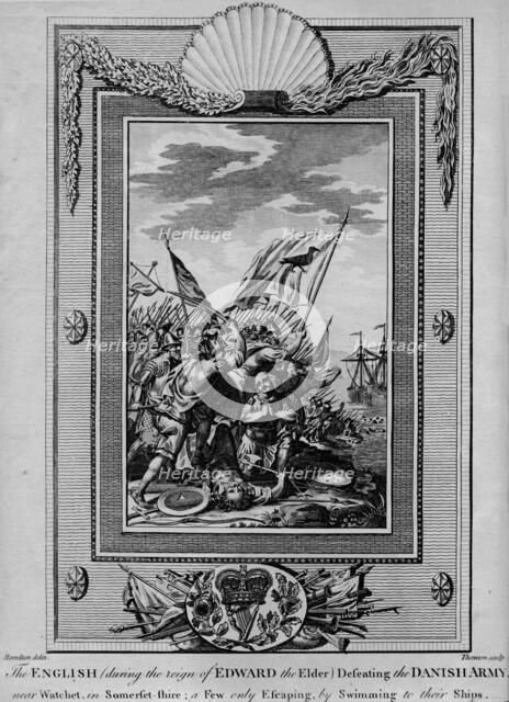 'The English (during the reign of Edward the Elder) Defeating the Danish Army near Watchet, in Somer Artist: William Thornton.