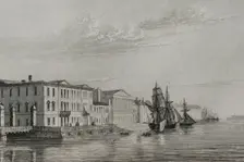 The English Embankment or English Quay, Saint Petersburg, Russia, 1839. Creator: Augustin François Lemaitre