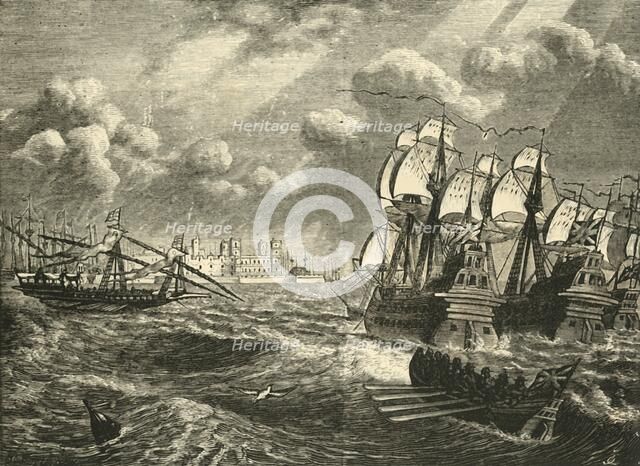 'The English Fleet Before Cadiz', (1596), 1890.   Creator: Unknown.