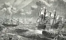 The English fleet before Cádiz, 1596, (1896). Creator: Unknown