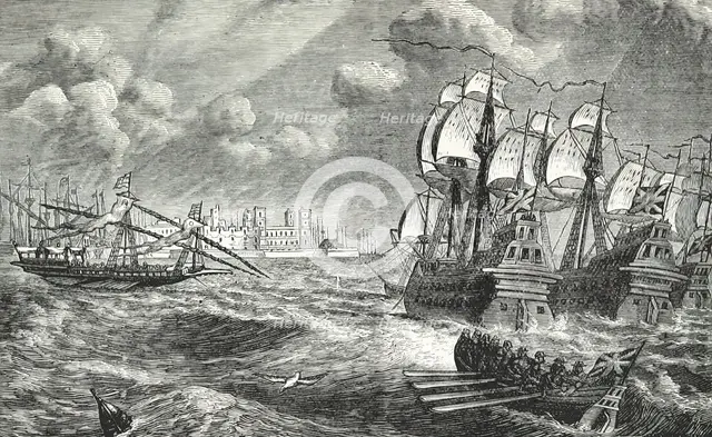 The English fleet before Cádiz, 1596, (1896).  Creator: Unknown.