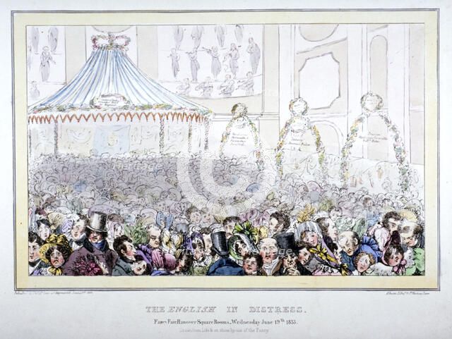 'The English in distress. Fancy fair Hanover Square Rooms', 1833.                                    Creator: Alfred Ducôte.