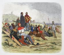 The English wait for the French at the Battle of Crecy, France 1346 (1864). Creator: James William Edmund Doyle