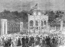 The English Volunteers at Ghent: open-air festival in the Place d'Armes, 1872. Creator: Unknown