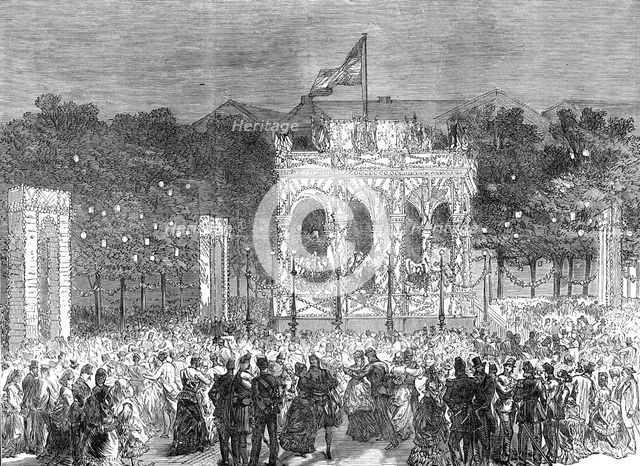 The English Volunteers at Ghent: open-air festival in the Place d'Armes, 1872. Creator: Unknown.