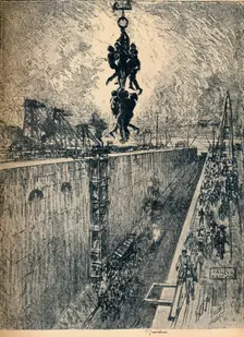 The End of the Day-Gatun Lock 1912. Artist: Joseph Pennell